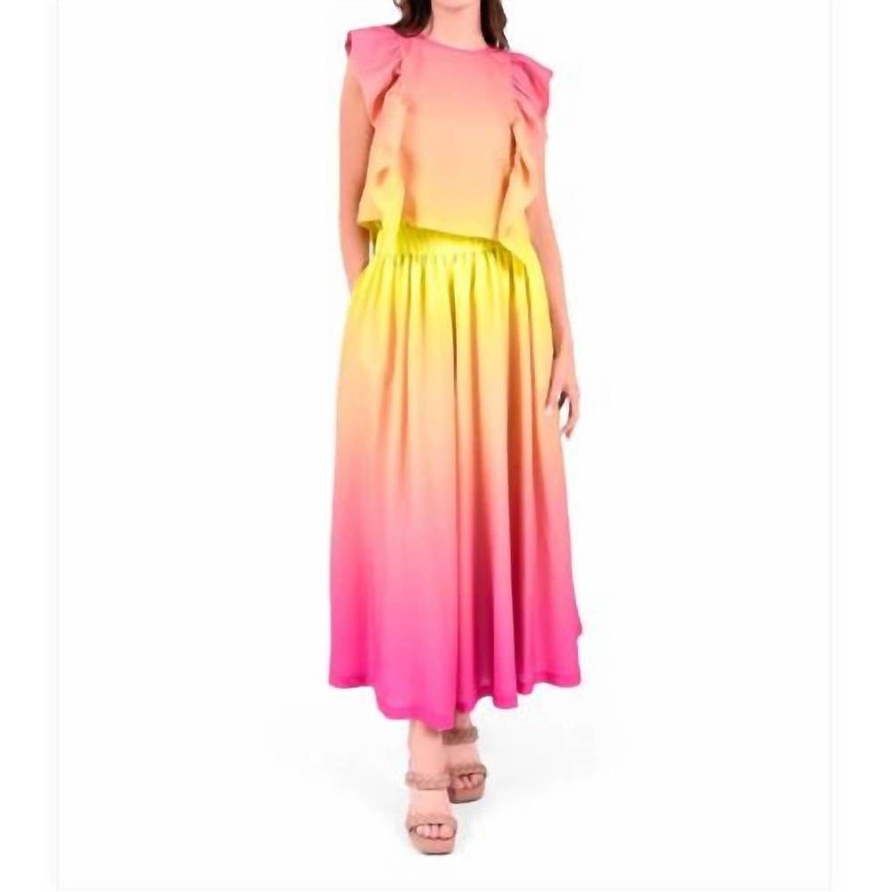 NEW EMILY MCCARTHY ruby ruffle tank in sunset